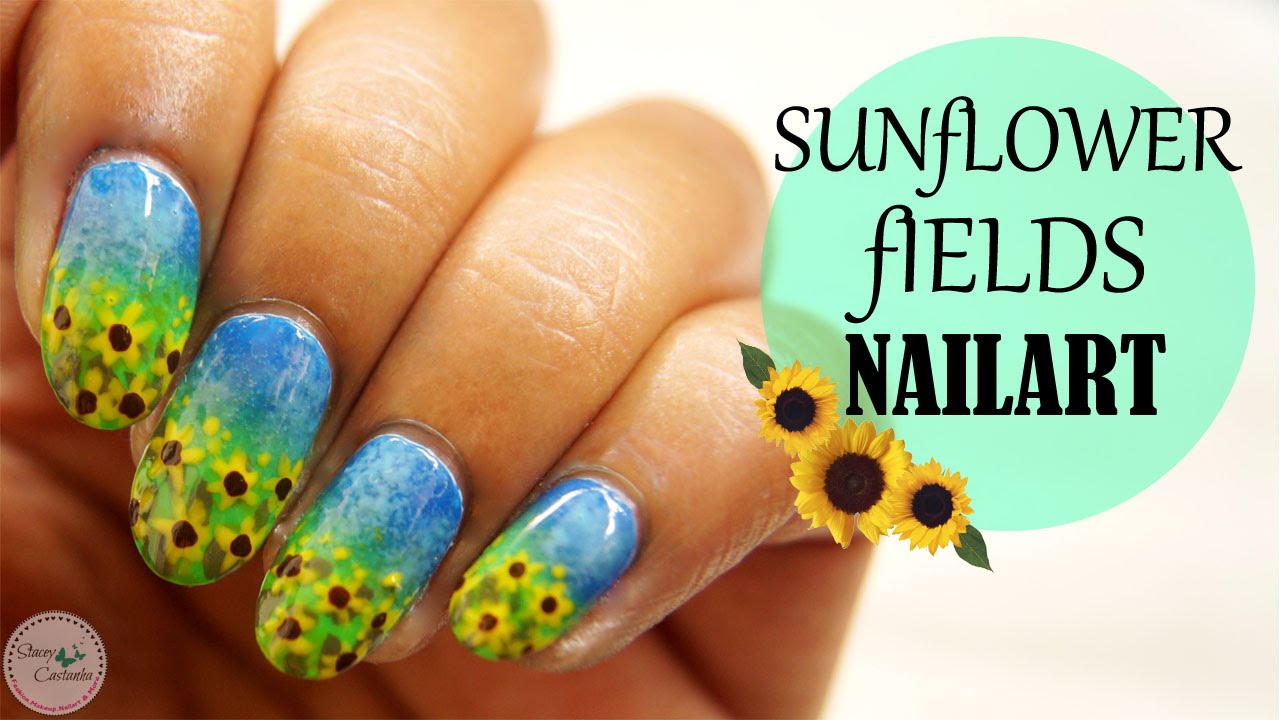 Quick & Easy Sunflower Fields NAIL ART Tutorial - YouTube