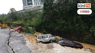 Landslide seri kembangan Road collapses
