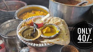 चोटी वाले पंडित जी की 40 ₹ Wali Unlimited Sabji आलू नान थाली  Moradabad Street Food India Veg Thali