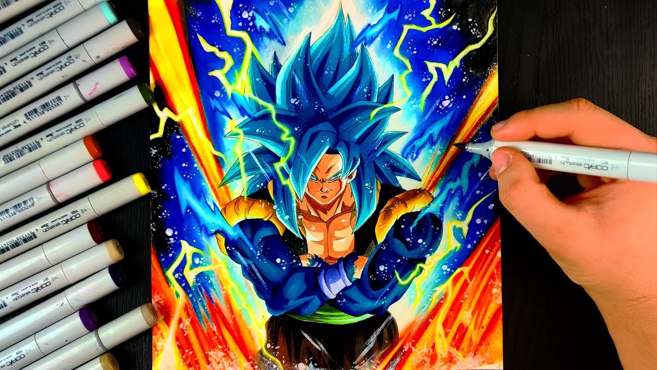 Arte imagina fusão de Gogeta e Vegetto no nível SSJ4