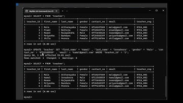 Create a query statement relevant to updating, searching and creating a view of the data