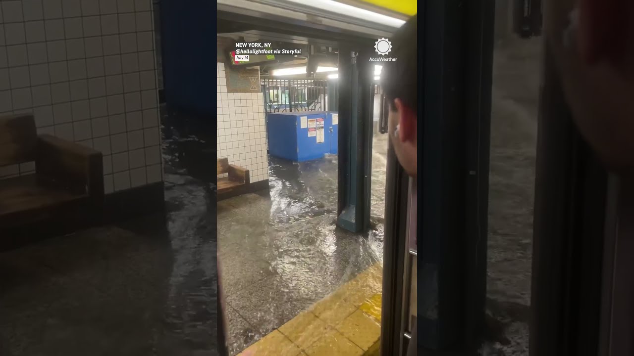 New York Subway Stations and Trains Flood As Storm Hits Northeast
