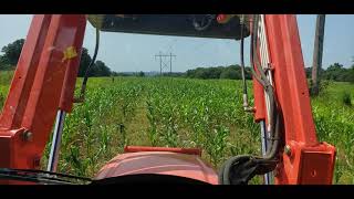 Daily farm vlog on medical restrictions. Kioti RX7320 spraying corn & milo with Nitrogen