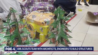 Girl Scouts build structures out of cookie boxes at Galleria Dallas