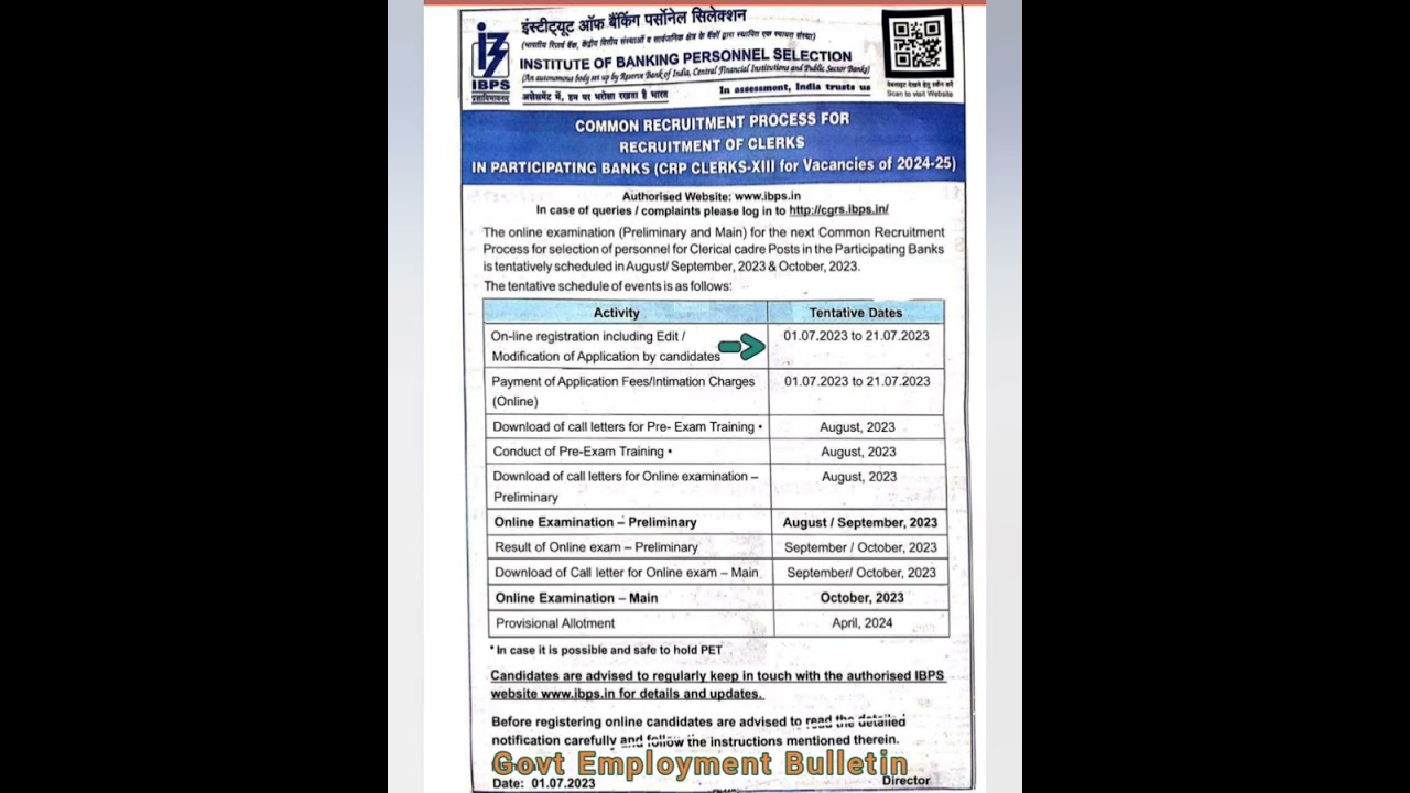 IBPS Clerk 2023 Short Notice Out !!!