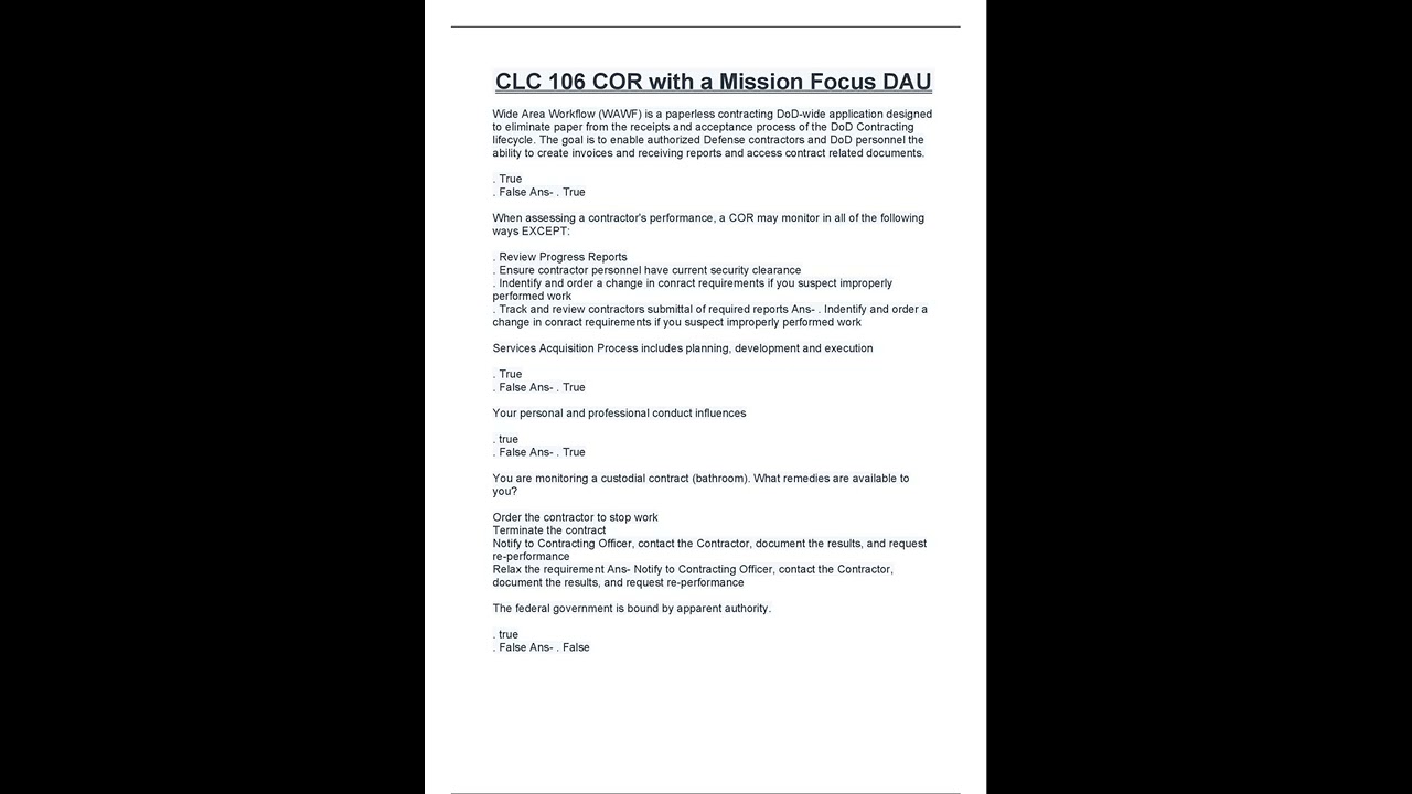 Answered CLC 106 COR with a Mission Focus DAU 2022 pdf