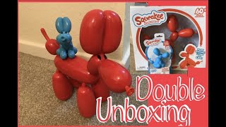 Double Unboxing Of Squeakee Balloon Dog  Squeakee Minis Heelie The Puppy