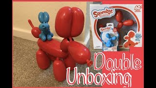 Double unboxing of Squeakee Balloon Dog & Squeakee Minis Heelie The Puppy