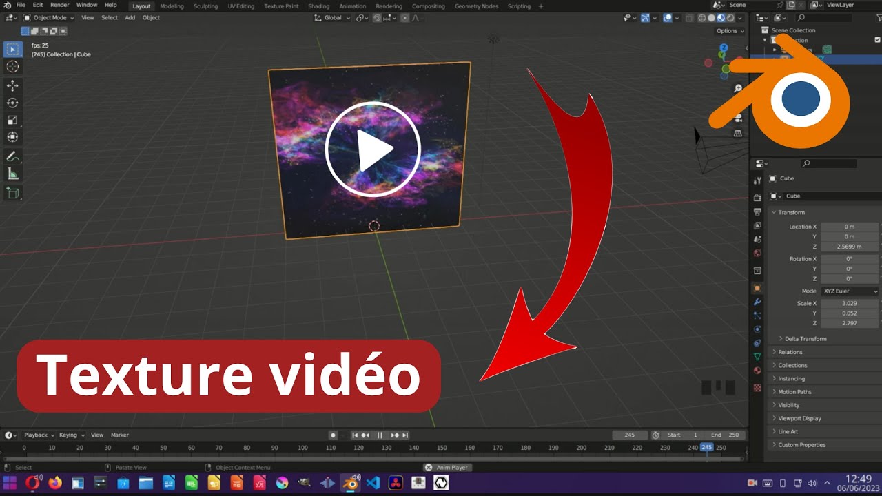 Appliquer Une Texture Vid O Dans Blender Pour Les D Butants Youtube