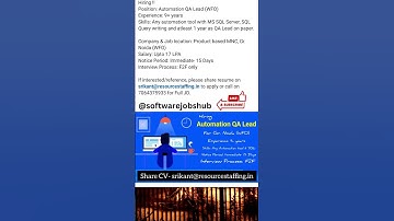 QA Lead Job #softwarejobs #ytshorts
