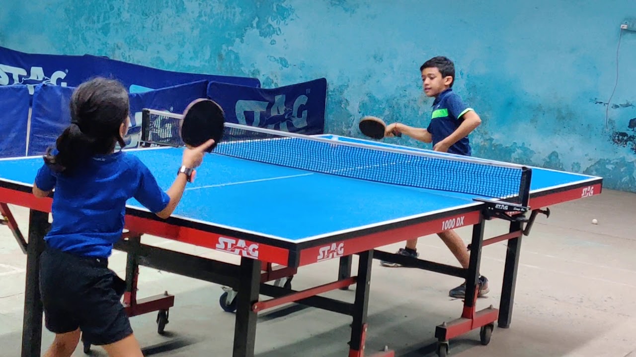 Table Tennis forehand counter attack by 8 year old purvi and 12 year old eshaan YouTube