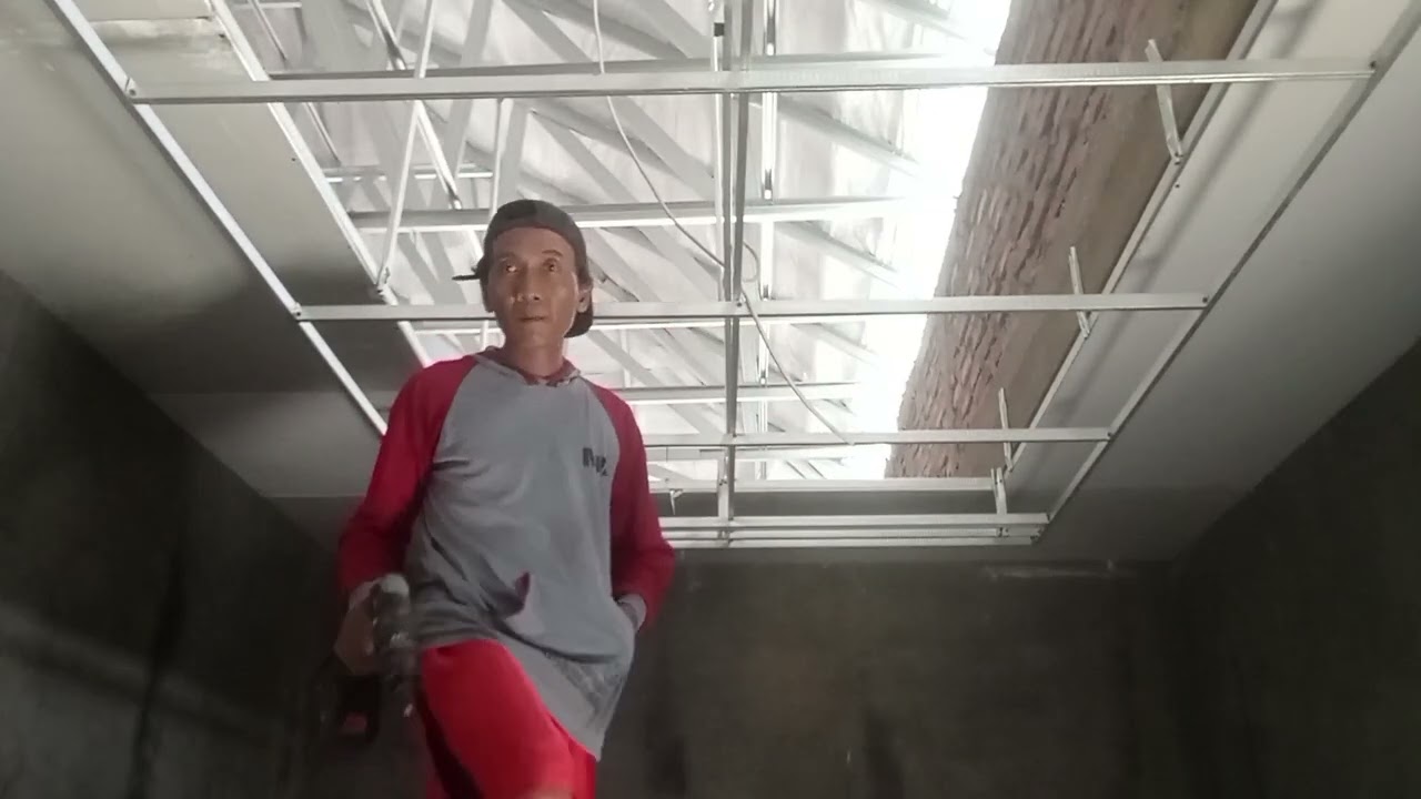 cara mudah pasang rangka plafon gypsum drop sealing, turun,@arisndesho ,