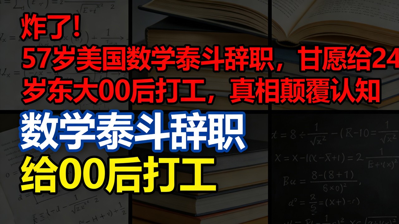 炸了！57岁美国数学泰斗辞职，甘愿给24岁中国00后打工，真相颠覆认知#洪乐潼AI数学家#小野健辞职追随中国00后#中国00后震惊世界#AI攻克世界级数学难题#潮汕姑娘洪乐潼#MIT天才少女#退学创业