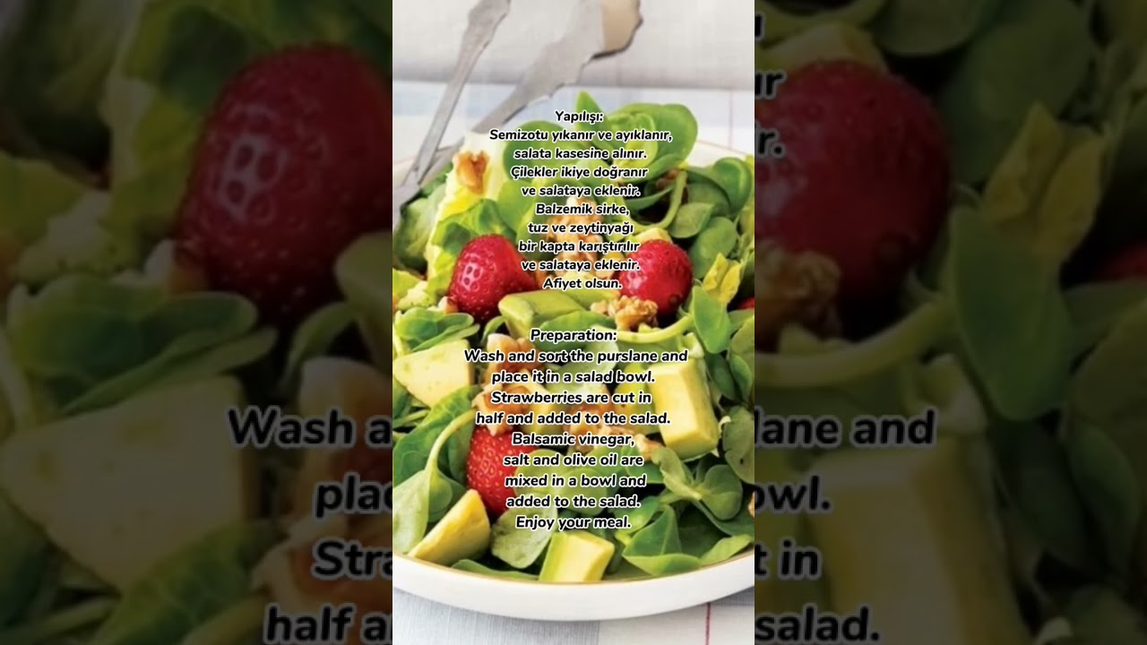 Semizotlu çilekli salata Tarifi Purslane Strawberry Salad Recipe #saladrecipe #türkmutfağı Semizotlu çilekli salata Tarifi Purslane Strawberry Salad Recipe #saladrecipe #türkmutfağı