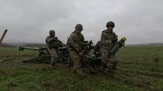 U.S. Soldiers emplace an M777 A2 howitzer during Dynamic Front 25 exercise