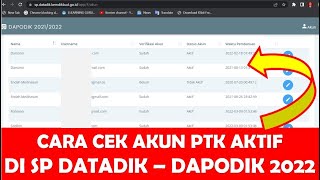 Cara Cek Akun PTK Aktif di SP Datadik Pada Dapodik 2022