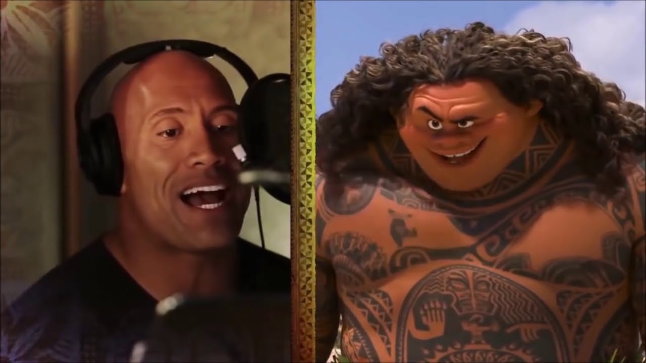 MOANA:Dwayne "The Rock" Johnson (Maui) singing for Moana