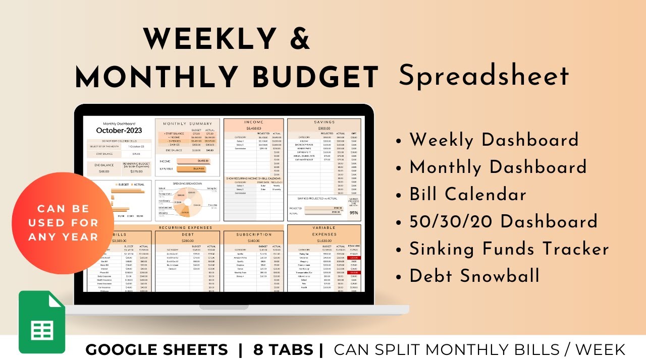 How to budget weekly and monthly using my Google Sheets Template ...