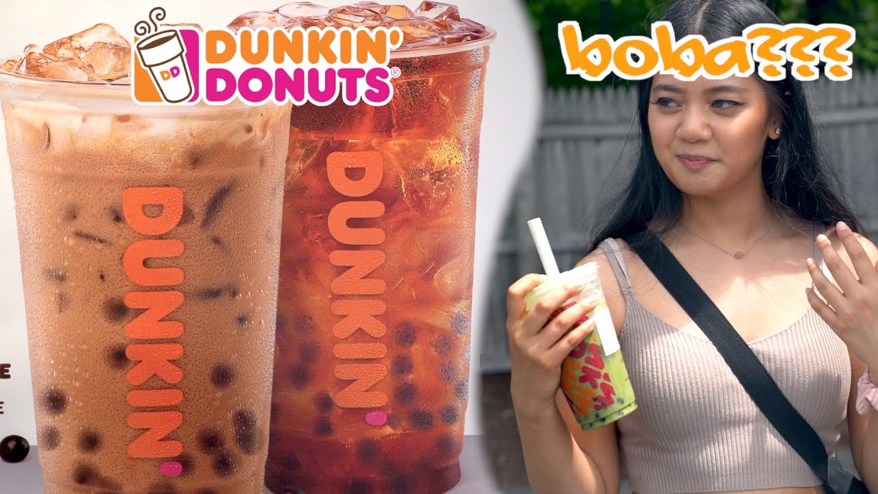 WE TRIED DUNKIN DONUTS NEW BOBA TEA! (Yes, Dunkin' Donuts Has Bubble