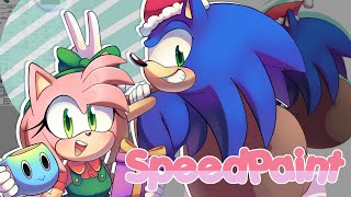 Sonic and Amy Christmas Speedpaint