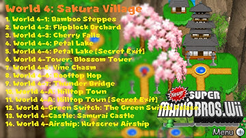 Newer Super Mario Bros Wii (Wii|Hack) (100%) (4|14) / World 4: Sakura Village [16:9/4K@60]
