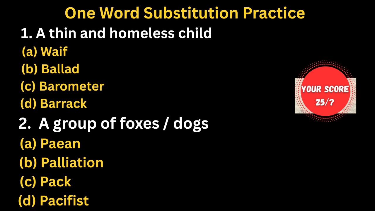 One Word Substitution Practice Set | One Word Substitution Quiz | One Word Substitution for SSC MTS