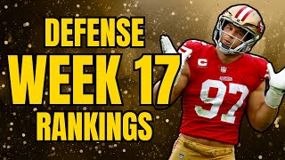Top 18 Defense Rankings Tiers - Week 17 Fantasy Football