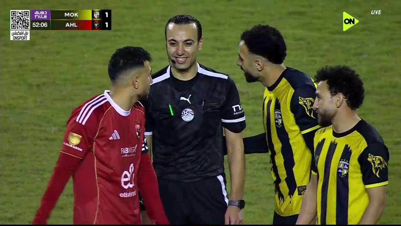 هدف المقاولون العرب الملغي في شباك النادي الأهلي في بطولة الدوري المصري