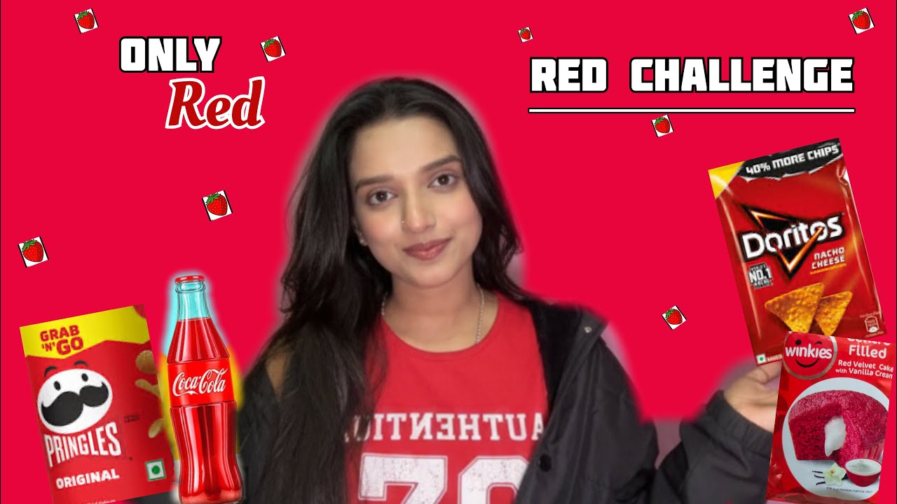 *Only Red❤️* Things and Food Under-100*Challenge