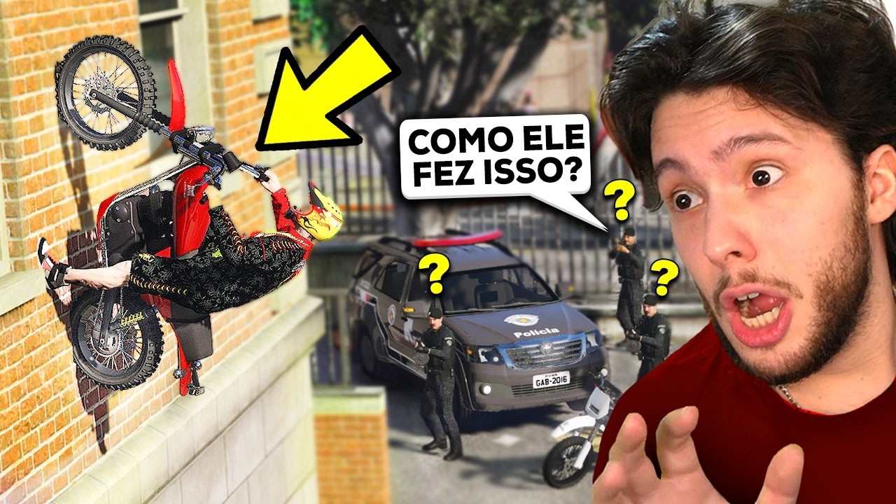 Dei FUGA com uma MOTO Que SOBE PAREDE!! (GTA 5 rp)