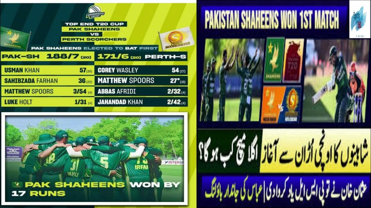 Usman Khan Stars As Pakistan Shaheens Defeat Perth Scorchers In Top End T20 Cricket Series