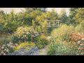 Sunlit English Garden Path Impressionist Painting | 4K Art for TV Screensaver 3 Hours