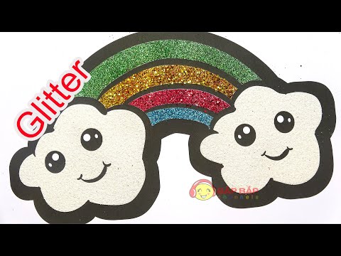 Glitter Painting Rainbow | Tô tranh kim tuyến cầu vồng