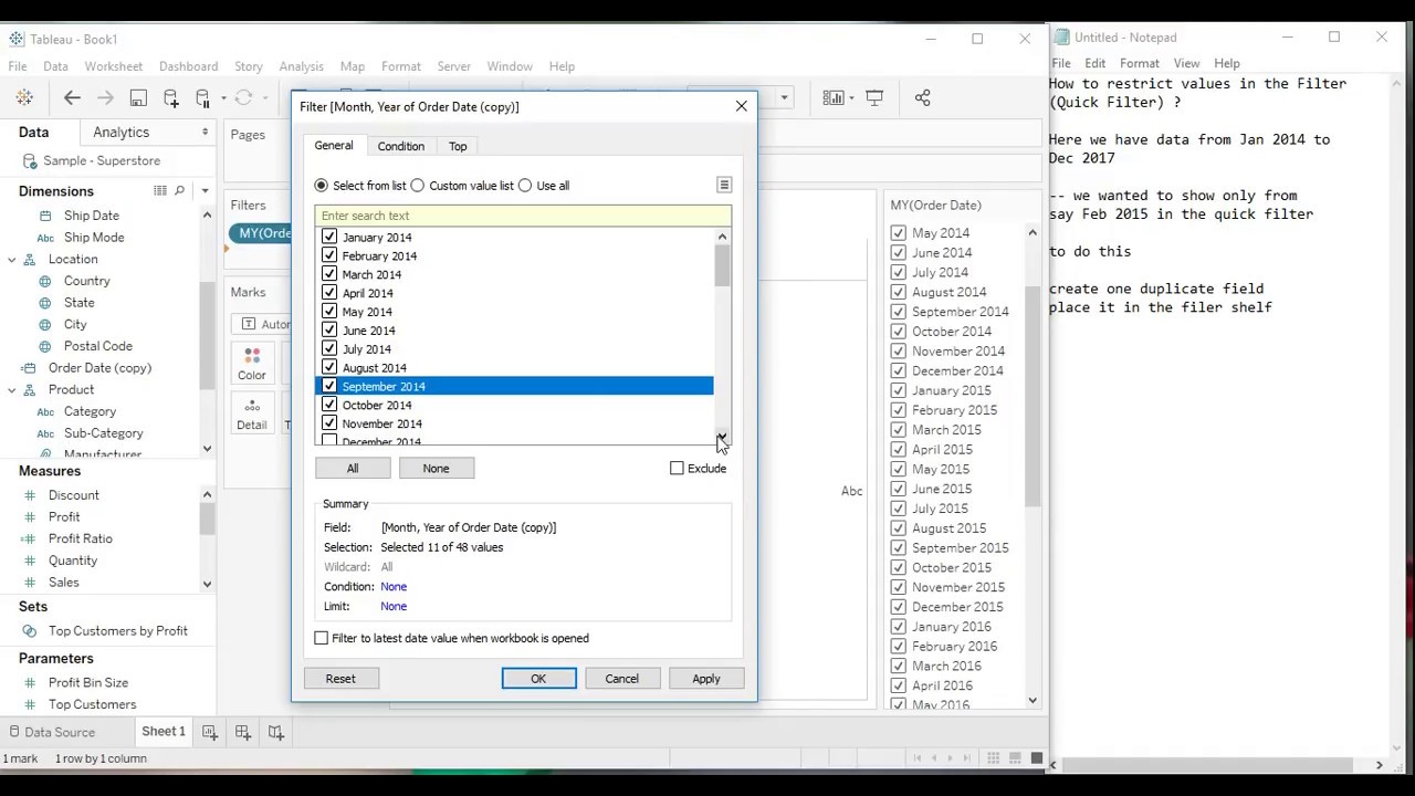 Tableau : How To Restrict Values In Filter || Use Case - Only Relevant Values \U0026 Context Filter