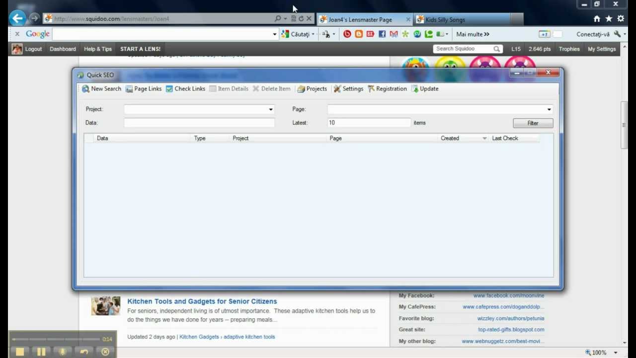 Quick SEO - Squidoo Profile Links