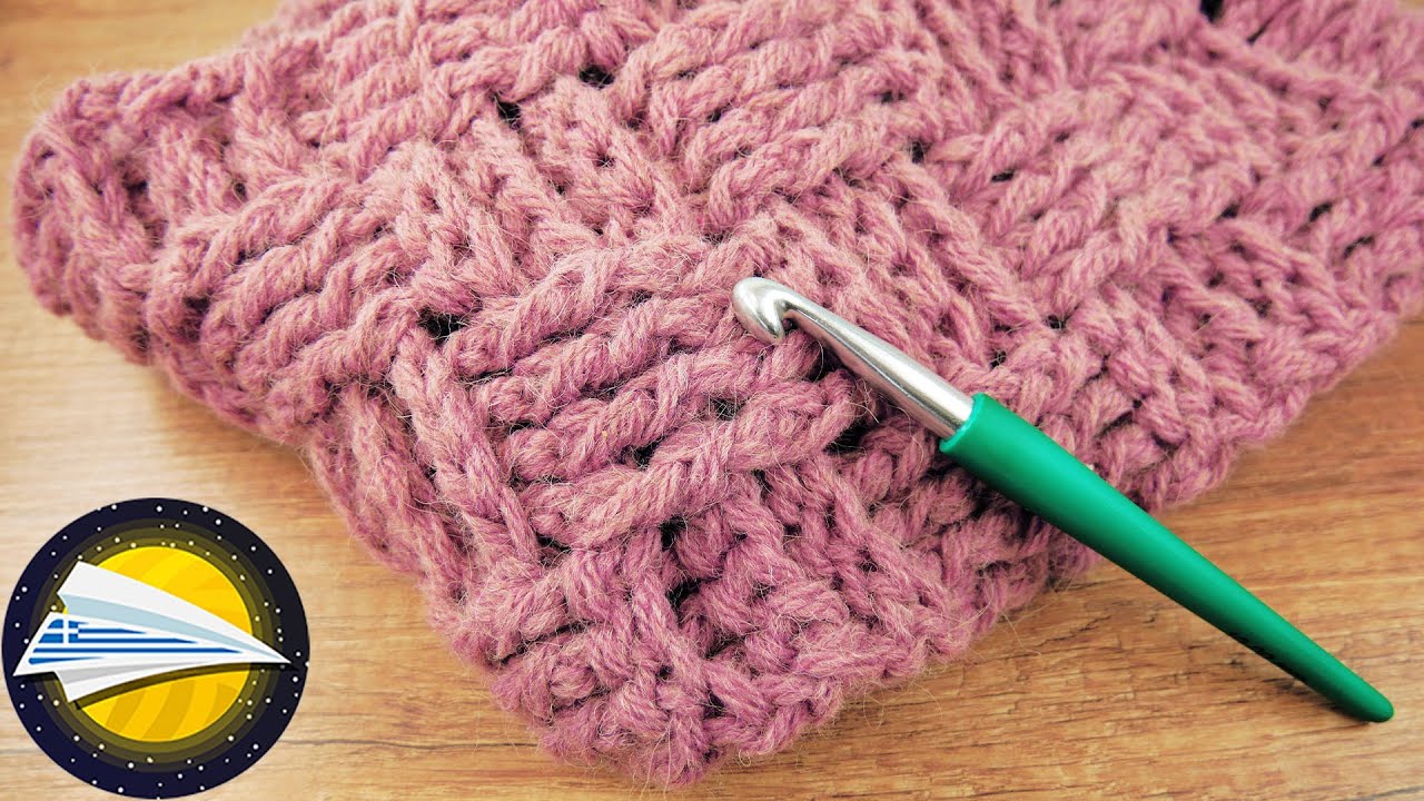 Πλεκτό κασκόλ σε σχέδιο καλαθιού| Κασκόλ με ευχάριστο χρώμα | Οδηγίες για ποδαράκι