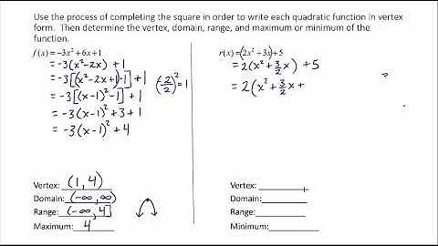 Converting from Standard Form to Vertex Form Part 2 13 3 7