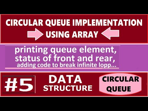 Circular Queue implementation using array | printing queue elements and front, rear status | part 5