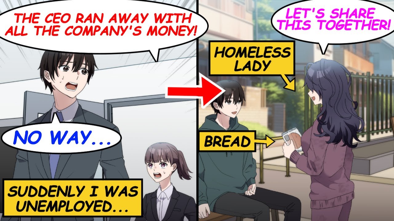 [Manga Dub] When the CEO of the company ran away, I lost my job. Then a homeless lady helped me...