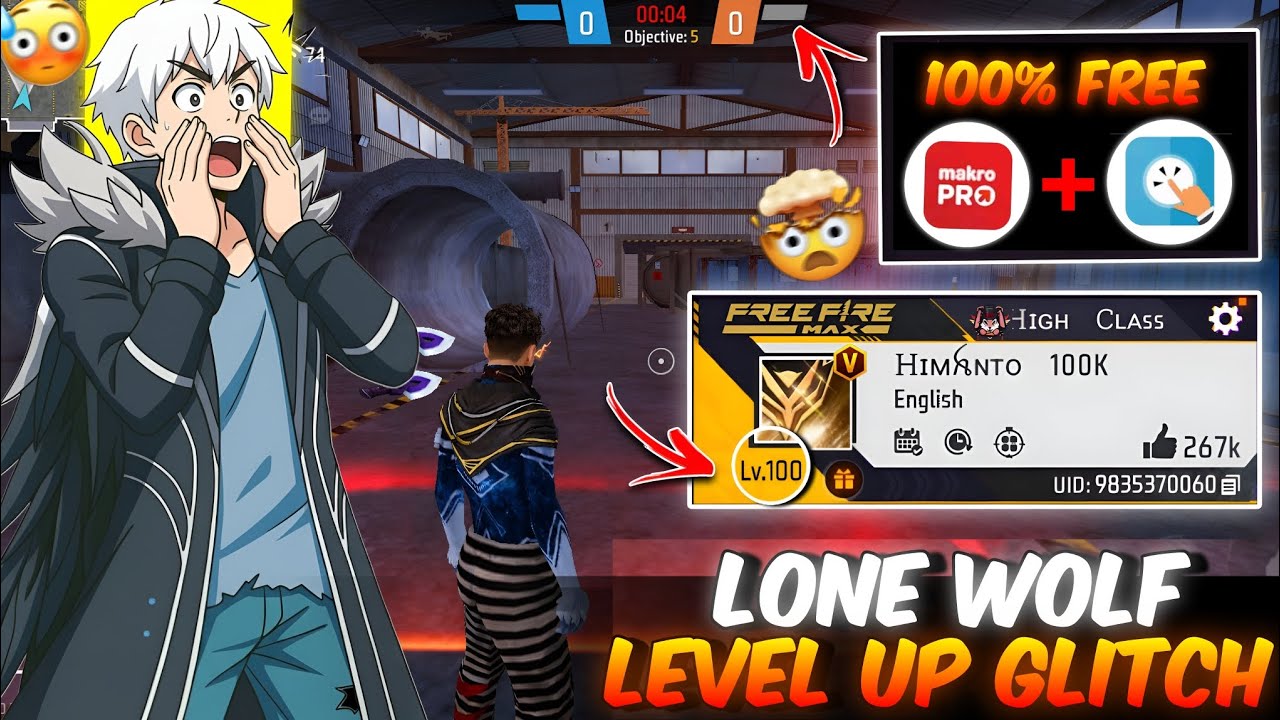 Lone Wolf Level Up Glitch🤖  Free Fire Level up 😲 1 to 100 Level Possible ?🔥