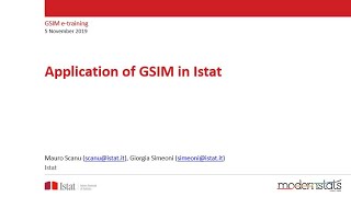 GSIM e-training - 9. Application of GSIM in Istat (5th November 2019) screenshot 4