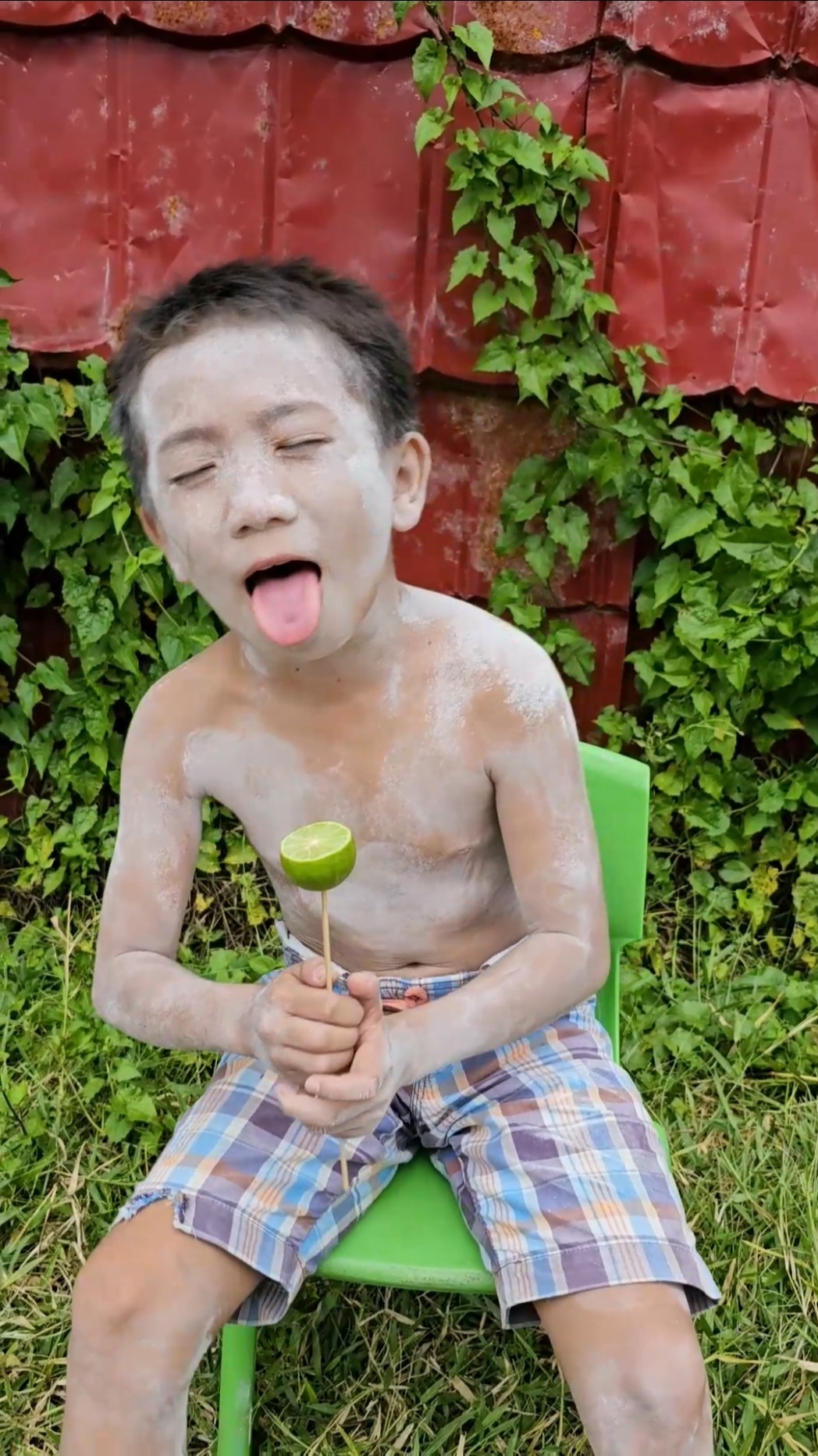 Ziro eats a sour orange