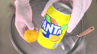 Fanta Lemon Ice Cream Rolls How To Make Fried Rolled Ice Cream With Fanta Lemon Satisfying Asmr