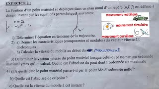 CINÉMATIQUE DU POINT #Exercices Corrections Détaillées(1/2)