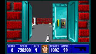 Wolfenstein 3D: Episode 1, Floor 8 (100% Clear, All Secrets!)