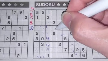 (#1819) Wednesday. Three Stars Sudoku puzzle. Bonus Extra edition. 10-28-2020 Extra part 1 of 4