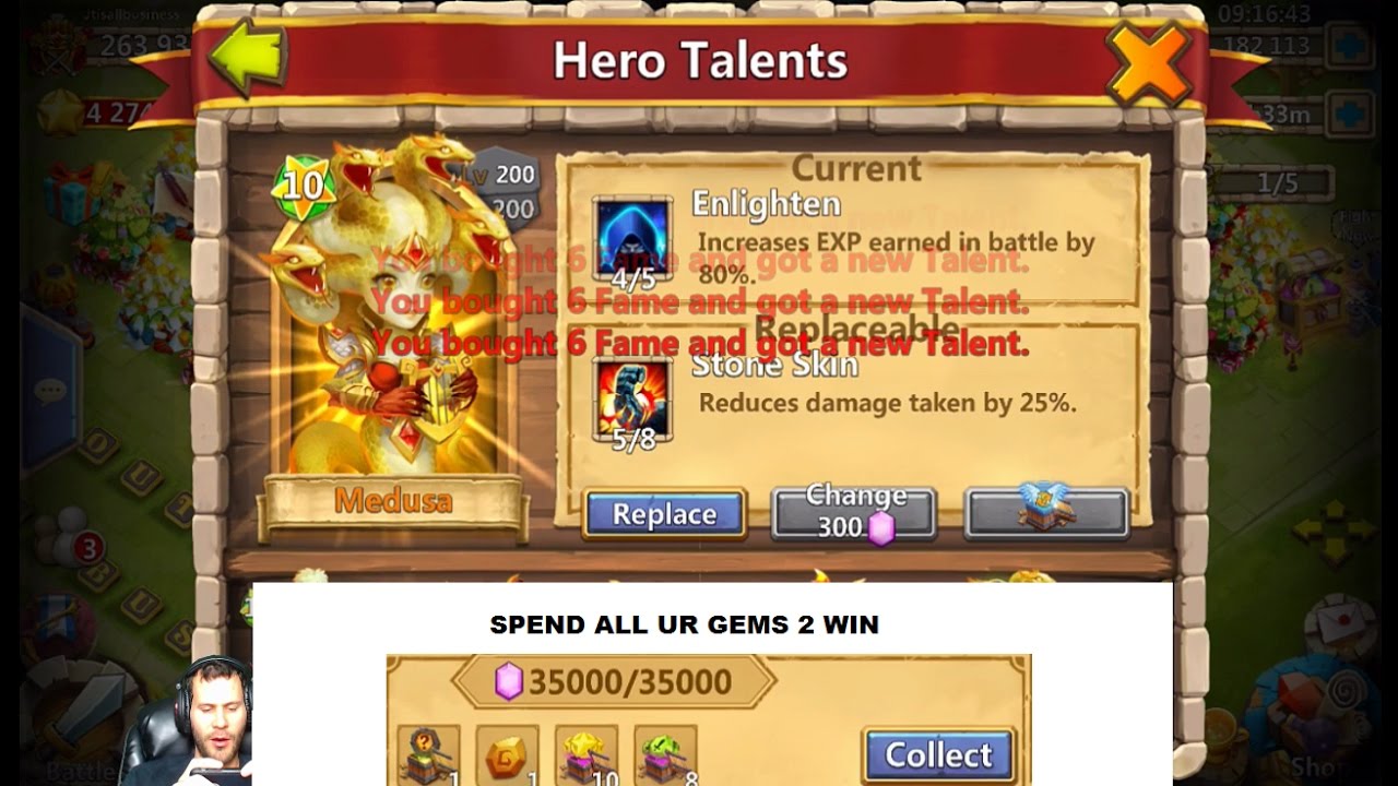I HATE TALENT ROLLING.. 5/5 Revitalize Rolling For my Medusa Castle Clash