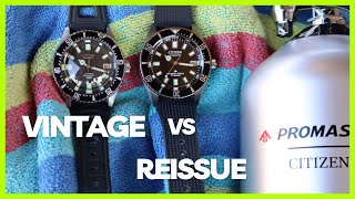 Vintage Citizen Diver 52-0110 and Reissue Citizen Fujitsubo NB6021-17E Side by Side Comparison