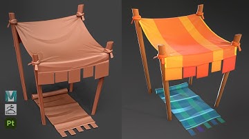 Stylized Tent Stall with Maya 2022, Zbrush 2022, and Substance 3D Painter