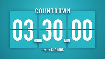 3 Hour 30 Minute Countdown Timer 🐦 Flip Clock with Cuckoo Alerts